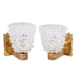 Barovier and Toso, Italy Pair of 'Rostrato' wall lights