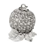 London 1843 by Benjamin Smith III A fine and rare Victorian sterling silver naturalistic novelty tea