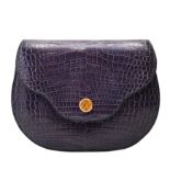 λ Hermes Bleu Saphir Shiny Crocodile Pola Polosus Shoulder Bag