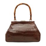 Gucci Brown Frame Bamboo Top Handle Bag