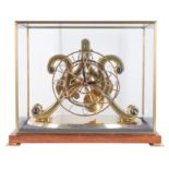 An epicyclic brass skeleton clock by Dent, London, dated 1973