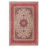 An extremely fine part silk Isfahan carpet, Central Persia