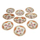 An early 19th century Chamberlain Worcester "Dragons in Compartments" .part dessert service Circa 18