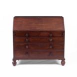 A George IV figured mahogany bureau