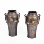 A pair of Japanese bronze vases