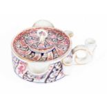 A Worcester Queen Charlotte pattern drum shaped inkwell