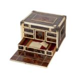 An Indo-Portuguese ivory and tortoiseshell table cabinet