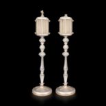 A pair of glass gondola lamps