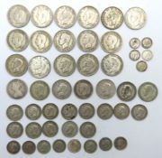 A quantity of UK pre-1947 0.500 silver coins to in
