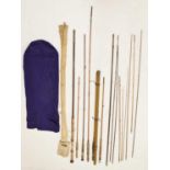 Collection of vintage split cane rods to include Cummins, Hardy's, Alcott, etc