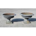 Pair of cast iron garden urns or planters