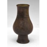 Chinese bronze pear-shaped hu vase