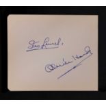 Stan Laurel (1890-1965) and Oliver Hardy (1892-1957) signed on an autograph album single page