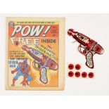 POW! No 1 (1967) wfg Spider-Matic Gun and all 6 Spider Disc Bullets in original press-out card.