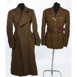 WW2 British Officers Service Dress Tunic & Great Coat, Royal Engineers.