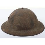 WW1 British Officers Brodie Helmet, Battle Damaged with Bullet Hole