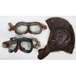 WW2 RAF C Type Flying Helmet, Mk.VII & Mk.VIII Goggles.