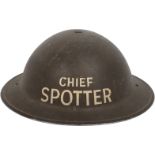 Scarce WW2 Royal Observer Corps Chief Spotters Steel Helmet and Note Books