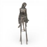 Art Deco style bronze modelled as a semi naked female figure