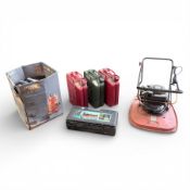 Flymo XL500 mower along with three jerry cans