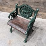 Cast iron and wood slatted garden seat