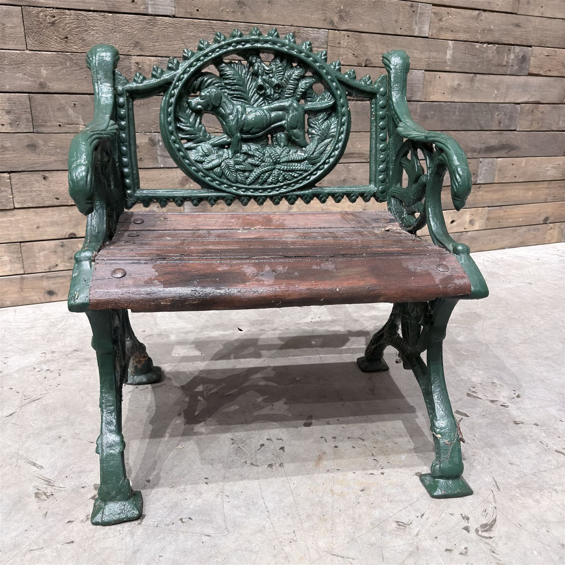 Cast iron and wood slatted garden seat - Image 2 of 7