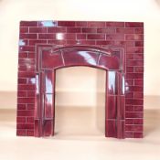 Twentieth century red glazed tile fireplace insert