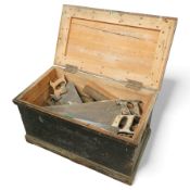 Early 20th century carpenters tool chest with contents