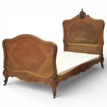 Early 20th century French walnut single bedstead