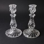 Pair of Baccarat Bambous glass candlesticks