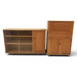 Mid-20th century elm and beech drinks cabinet with fall-front