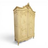 French Louis XV design cream painted double armoire