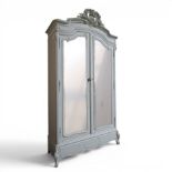 French Louis XV style pale blue painted armoire