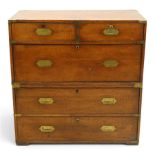 19th century brass bound mahogany campaign chest
