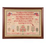 Victorian needlework sampler worked by Mary Ann Cooper Aged 9 Years 1863