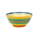 A Clarice Cliff Fantasque Liberty stripe pattern fruit bowl.