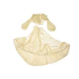 A late Victorian ivory silk two-piece wedding dress.