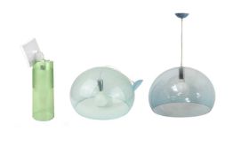 Three Kartell ceiling lights.