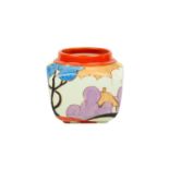 A Clarice Cliff Blue Autumn (Balloon Trees) pattern sugar bowl.