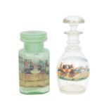 An early 20th century continental glass jar, and a decanter.