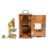 An E Leitz Wetzlar lacquered brass Microscope.