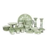A collection of Wedgwood Jasperware in green.