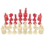 A late 19th century turned bone chess set.