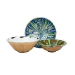 Three Spanish pottery bowls.