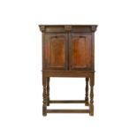 A Charles II oak food hutch or cupboard.