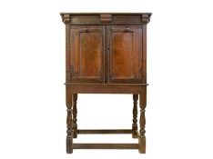 A Charles II oak food hutch or cupboard.