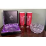 Two Gertrude Hermes Dartington Lead Crystal Eighteenth Century Style Wine Glasses