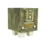 A Troika Pottery cube vase.