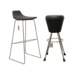 Selka, Finland, a tall leather and chrome kitchen stool.