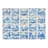 A collection of Delft tiles.